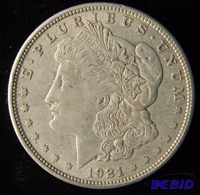 1921 D MORGAN SILVER DOLLAR XF