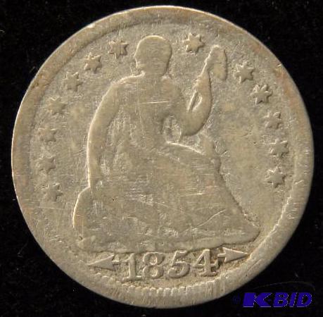 1854 SEATED LIBERTY SILVER HALF DIME