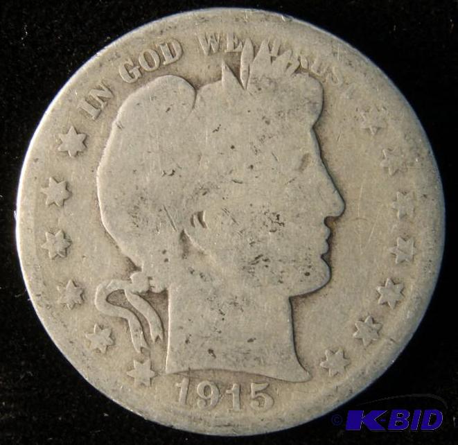 1915 D BARBER SILVER HALF DOLLAR