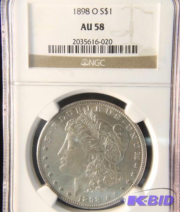 1898 O MORGAN SILVER DOLLAR NGC AU 58