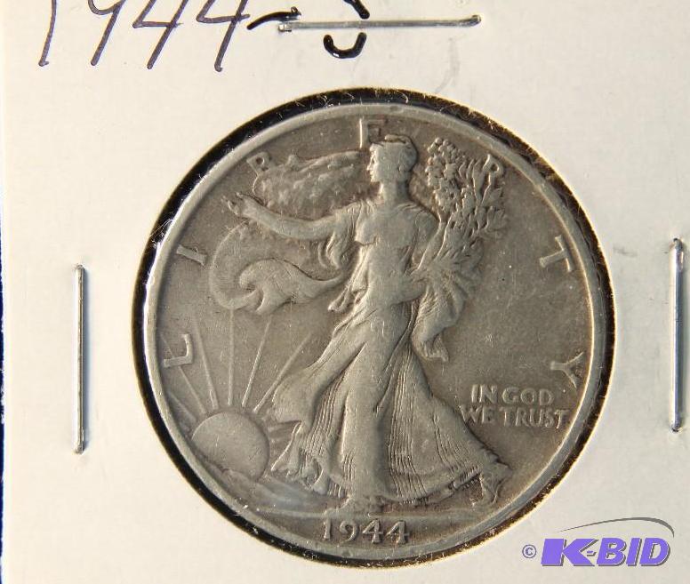 1944 S WALKING LIBERTY SILVER HALF DOLLAR VF