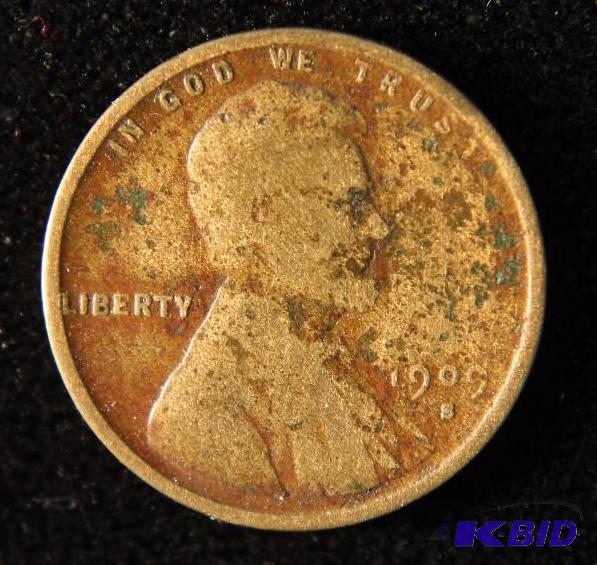 1909 S LINCOLN WHEAT CENT VG KEY DATE COIN