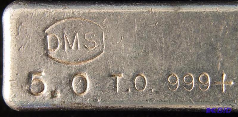5 TROY Oz. 999 FINE SILVER OLD POURED BAR BY DMS
