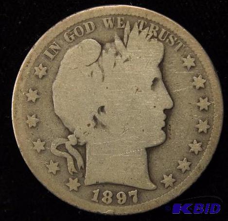 1897 S BARBER SILVER HALF DOLLAR KEY DATE COIN