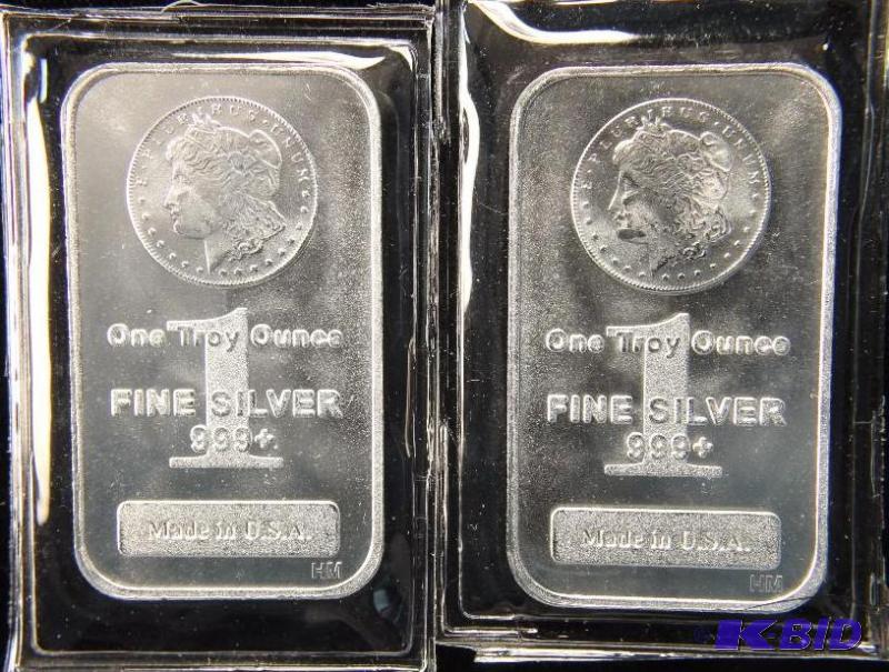 2 - 1 oz. .999 FINE SILVER BARS MADE IN THE U.S.A.