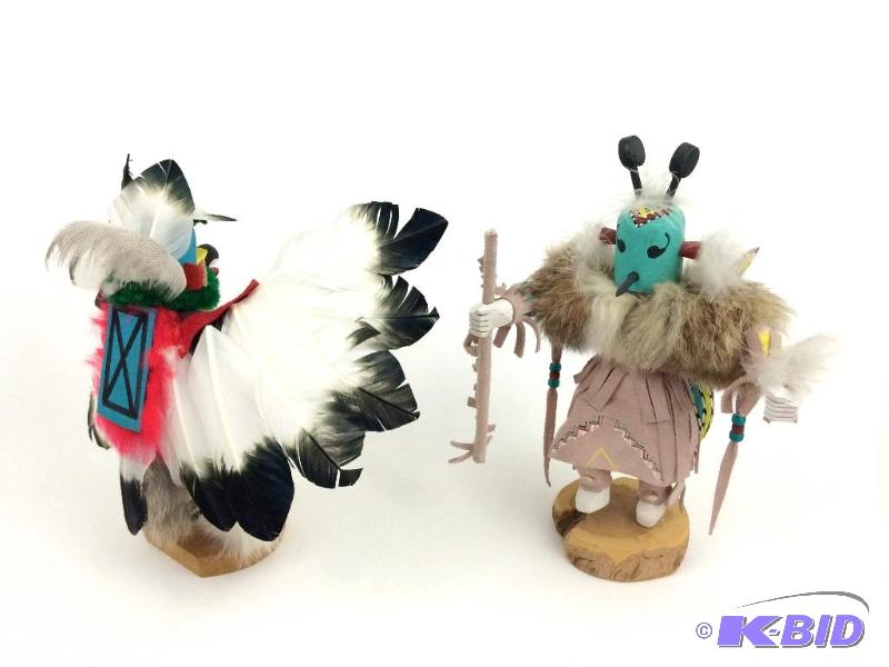 Lot of 2 Kachina Dolls Eagle Warrior and Butterfly Dancer