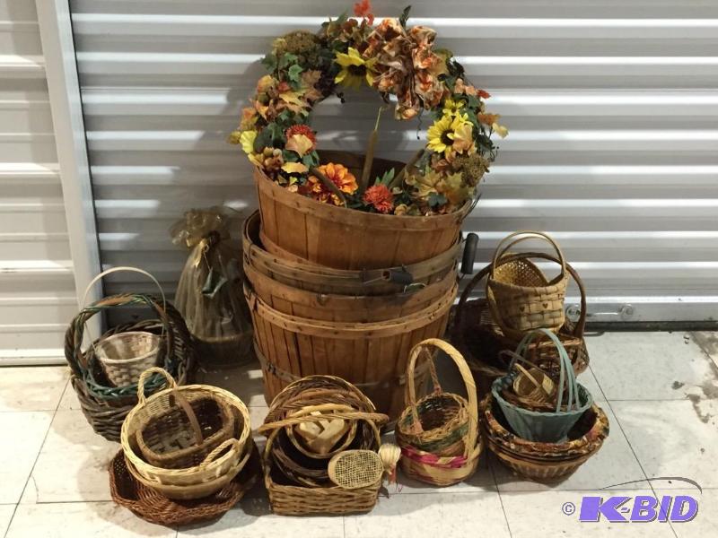 4 Large Wicker Buckets, various wicker baskets