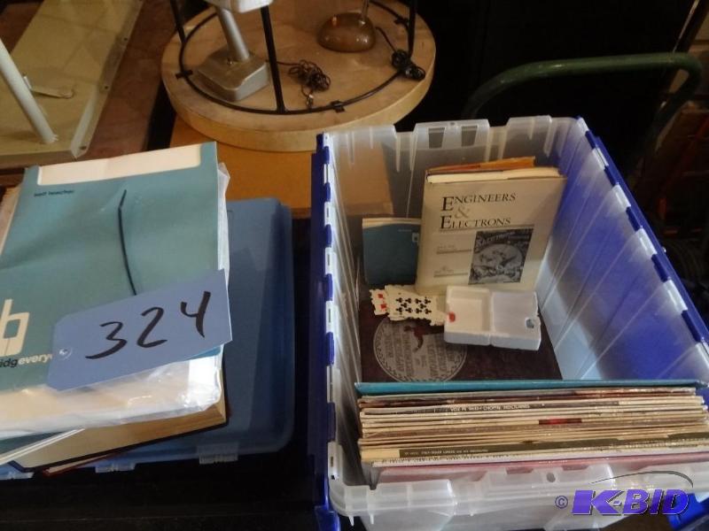 Books, Records, Old Metal Framed Mirror