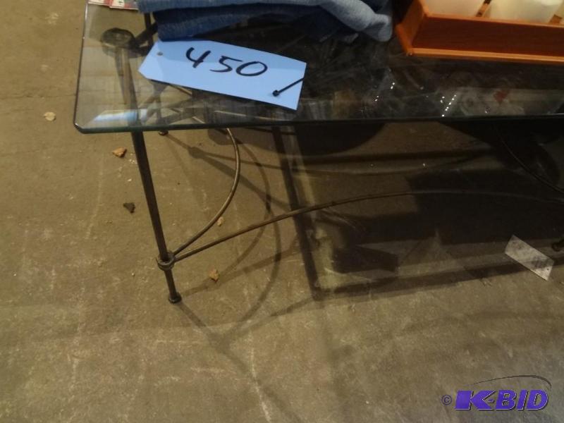 Beveled Glass Topped Wrought Iron Table