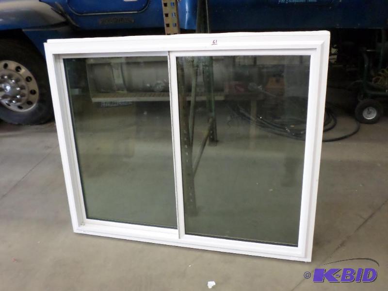 lot 61 image: 59&quotx47.5" White Vinyl Double Hung W...