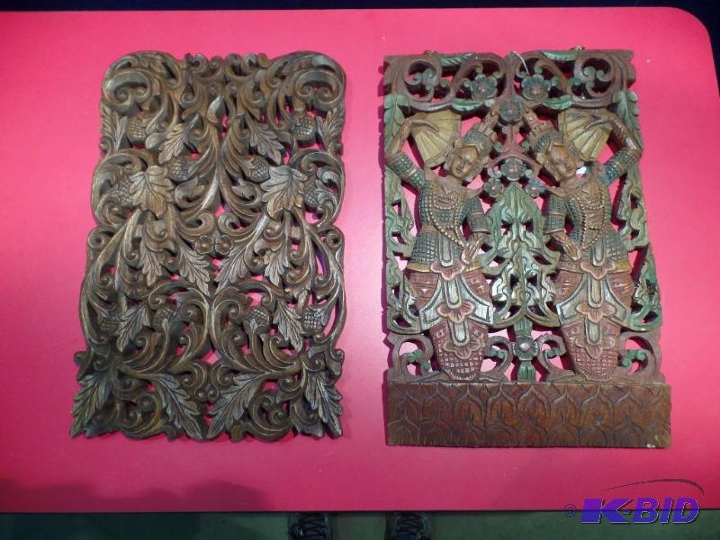 2 Ornate Wood Decorative Pieces