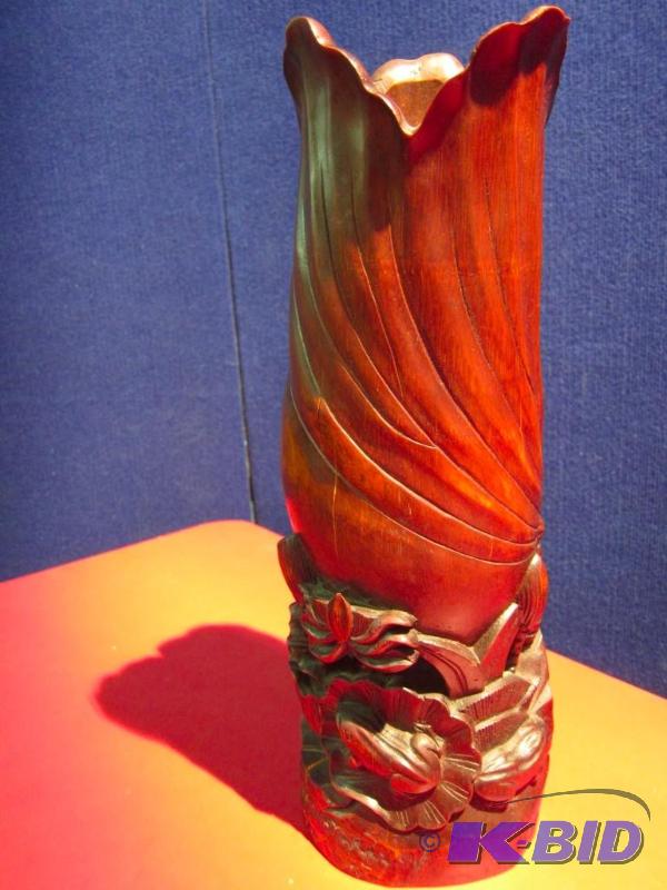Ornate Solid Wood Vase