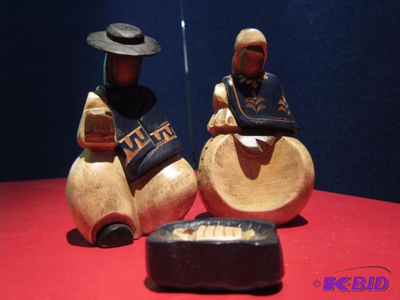 2 Solid Wood Figurines