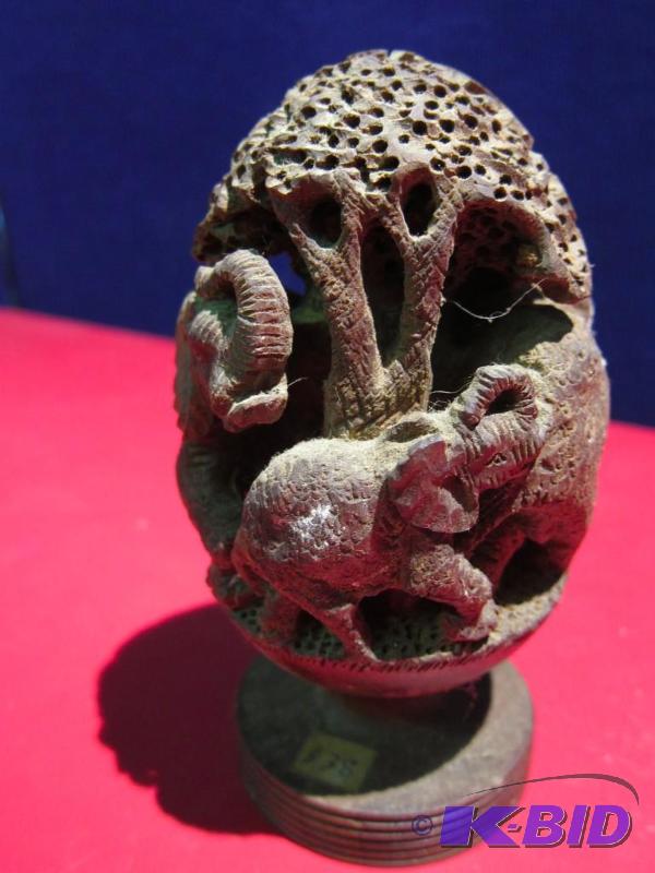 Ornate Solid Wood Elephant & Tree Scene