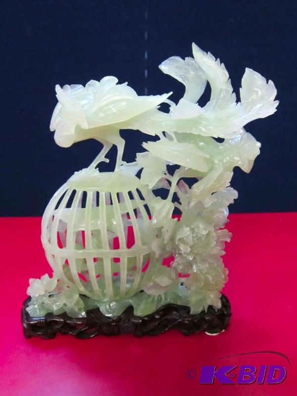 Decorative Jade Piece with Wood Stand
