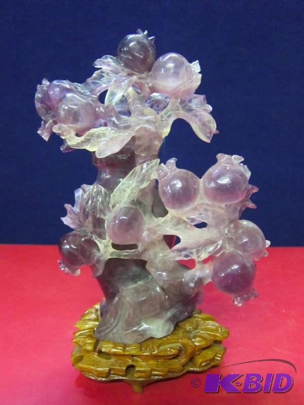 Decorative Stone Vase & Lid with Wood Stand