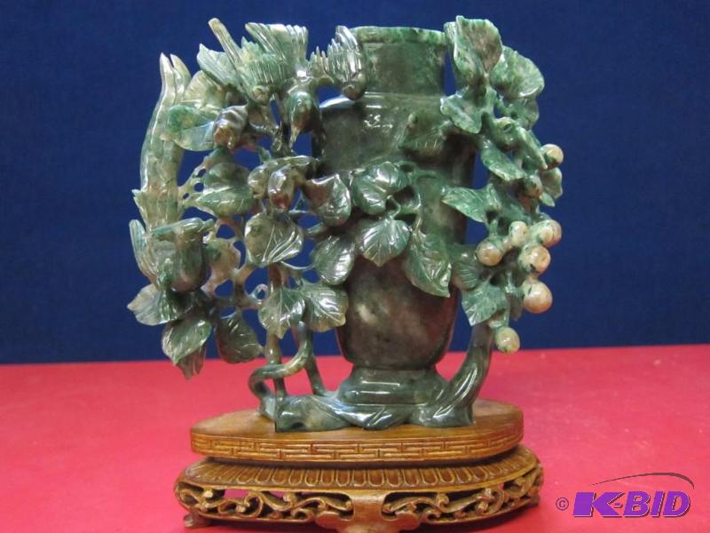 Decorative Jade Piece with Wood Stand