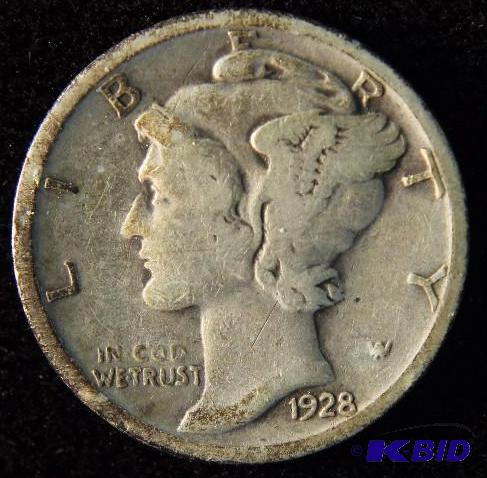1928 MERCURY SILVER DIME VG