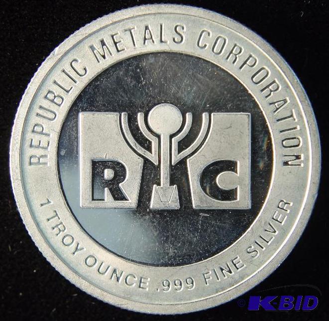 1 TROY Oz. .999 FINE SILVER ROUND REPUBLIC METALS CORPORATION