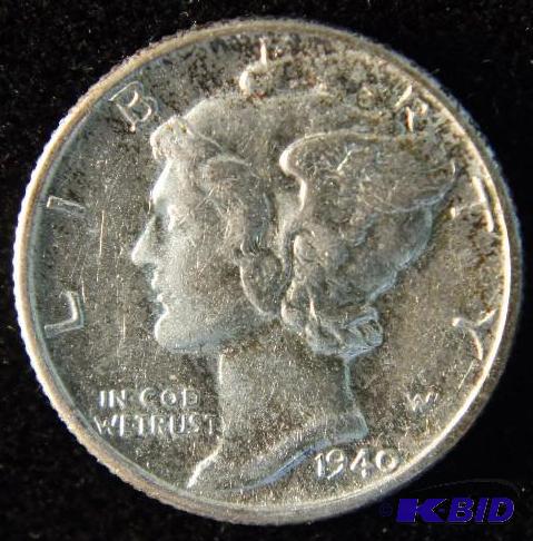1940 MERCURY SILVER DIME UNC