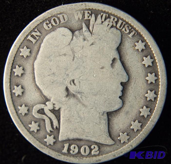 1902 BARBER SILVER HALF DOLLAR