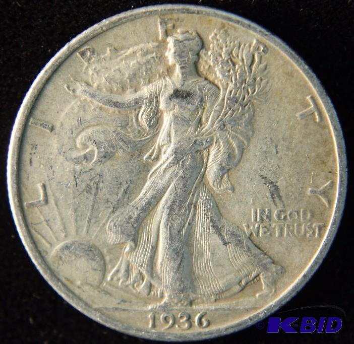 1936 WALKING LIBERTY SILVER HALF DOLLAR VF