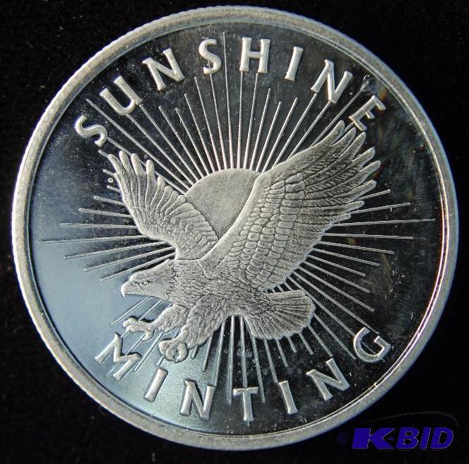 1 TROY Oz. .999 FINE SILVER ROUND SUNSHINE MINT