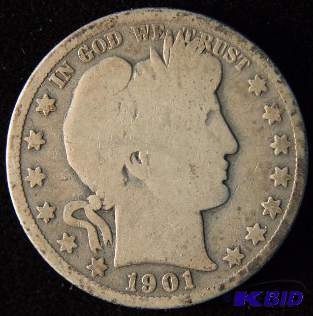 1901 S BARBER SILVER HALF DOLLAR