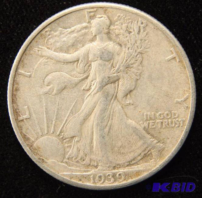 1939 WALKING LIBERTY SILVER HALF DOLLAR VF