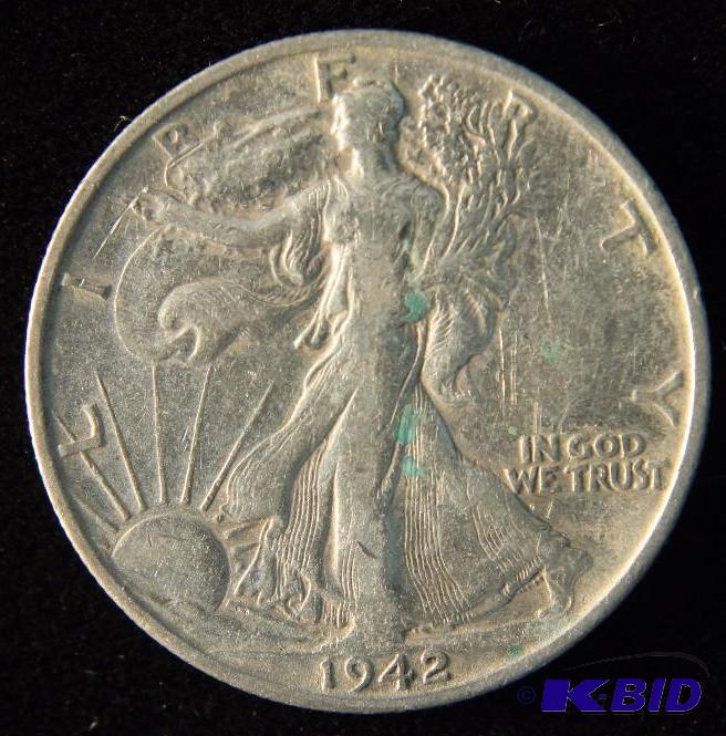 1942 S WALKING LIBERTY SILVER HALF DOLLAR F