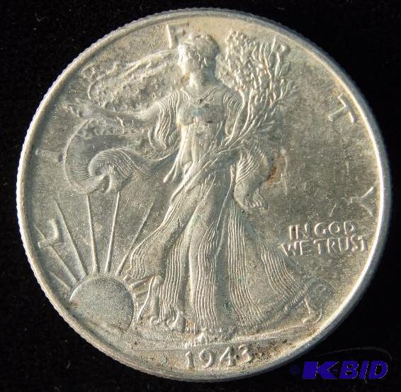1943 WALKING LIBERTY SILVER HALF DOLLAR XF