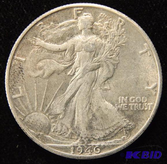 1946 D WALKING LIBERTY SILVER HALF DOLLAR VF