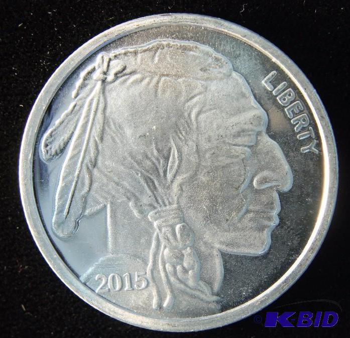 1 TROY Oz. .999 FINE SILVER ROUND 2015 BUFFALO DESIGN
