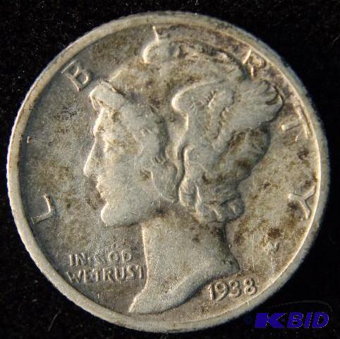 1938-D MERCURY SILVER DIME CHOICE FINE
