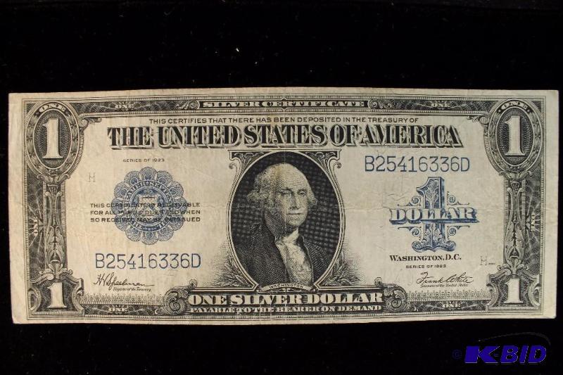SERIES 1923 1 DOLLAR SILVER CERTIFICATE LARGE HORSEBLANKET NOTE VF SPEELMAN WHITE