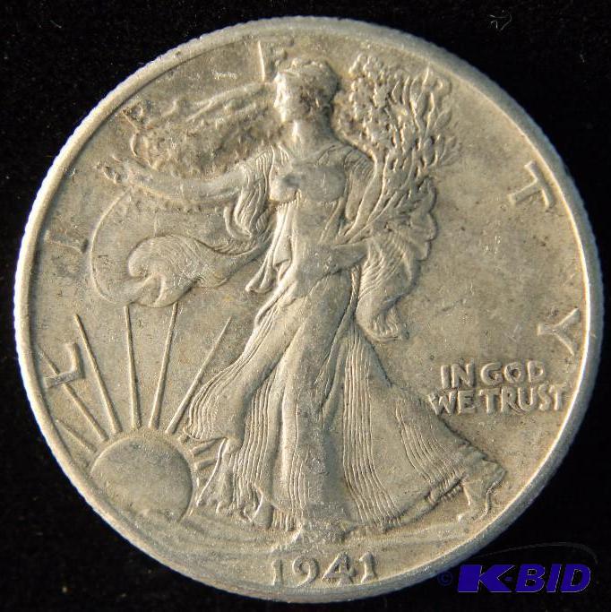 1941 WALKING LIBERTY SILVER HALF DOLLAR VF
