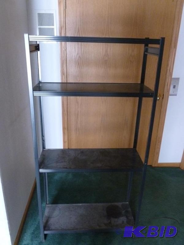 lot 19 image: Four tiered metal storage shelf measures 12&q...