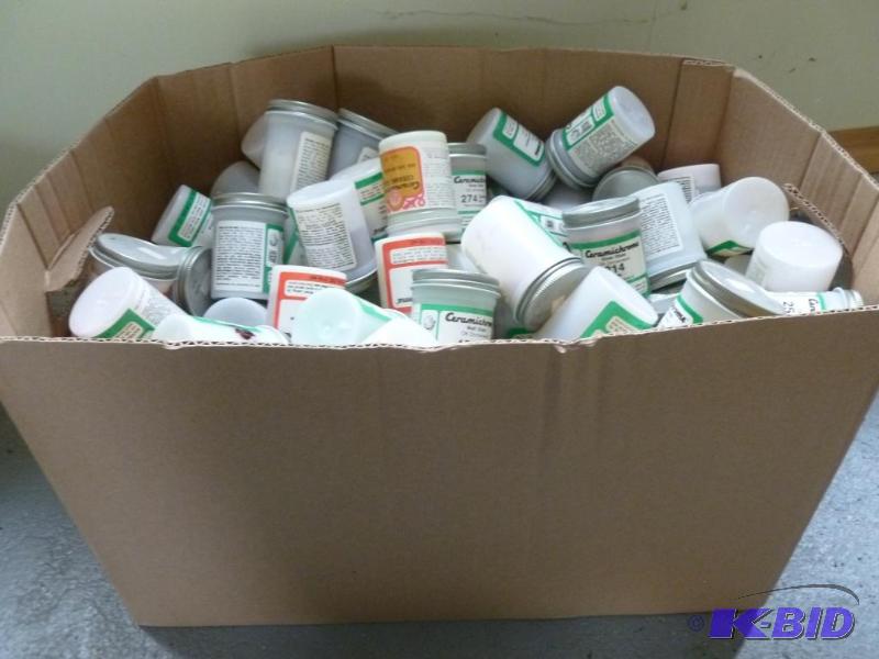 lot 52 image: Huge lot of 100 containers of ceramic paints...