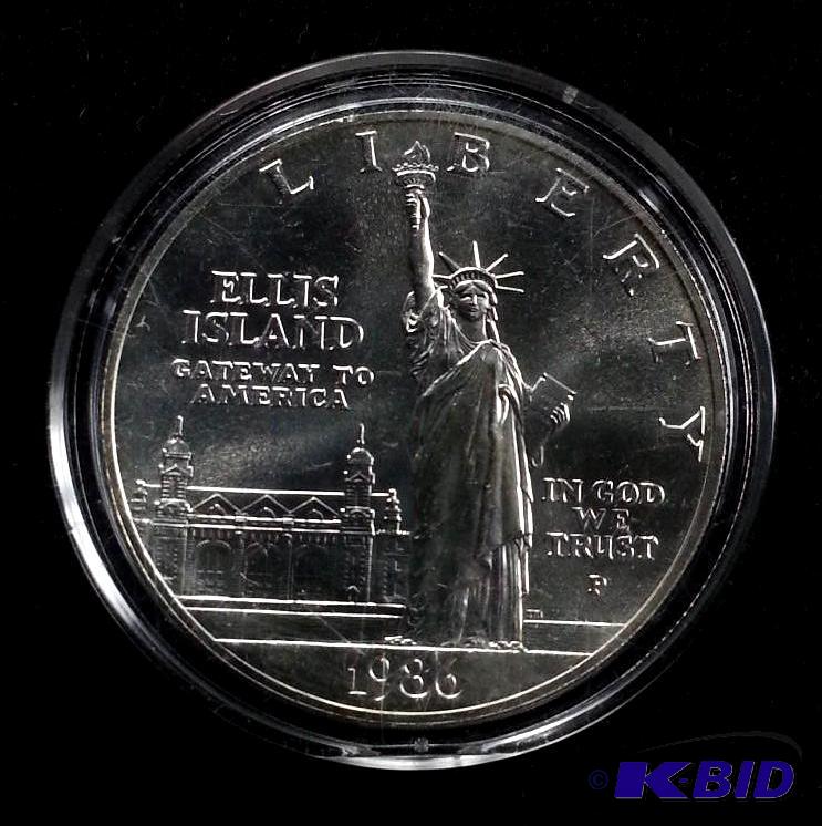 1986 Ellis Island Statue of Liberty Silver Dollar Commemorative