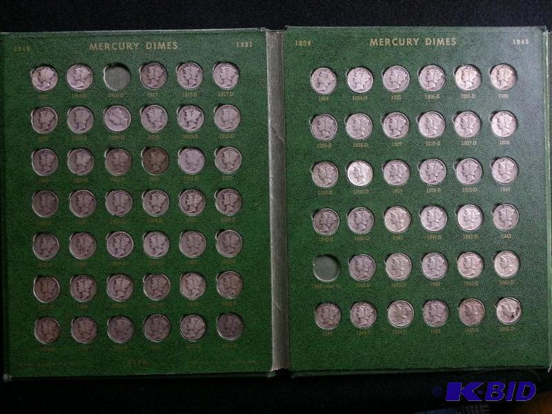 Mercury Dime Collection  1916 - 1945 in Holder