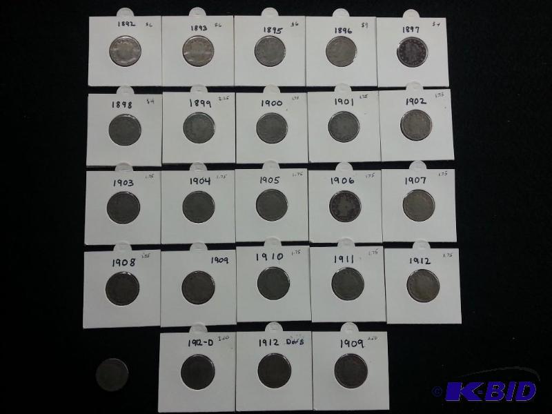 Liberty Head V Nickel Collection 1891 - 1912