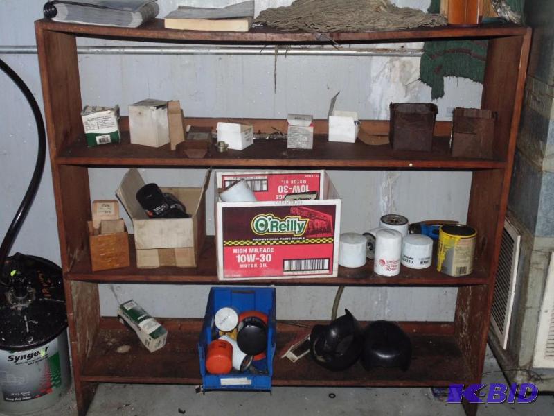 Wooden Shelving Unit w Misc. Filters