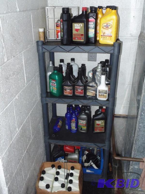 Shelving Unit w Misc Oils