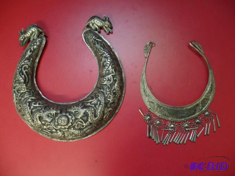 2 Handmade Ornate Metal Neckalaces