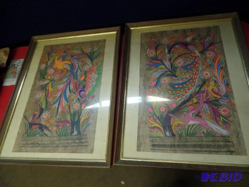 2 Framed Art Pieces and 2 Matching Art on Bark