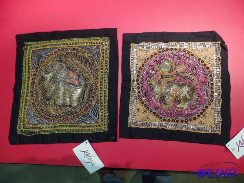 2 Matching Textile Art Pieces 13 x 14