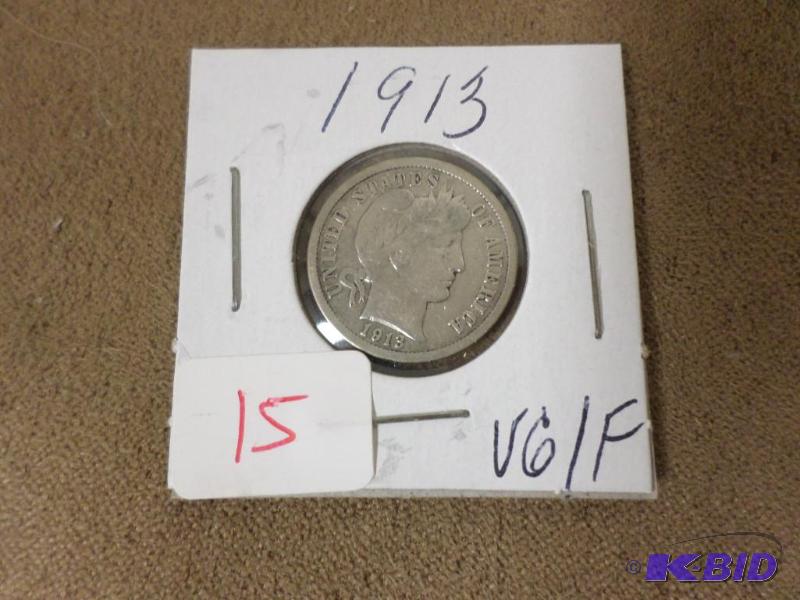 1913 Barber Dime, VGF...
