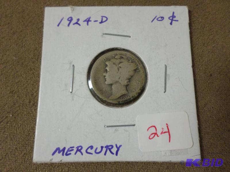 1924-D Mercury Dime, GG...