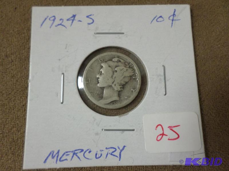 1924-S Mercury Dime, GVG With Some Wear On ...