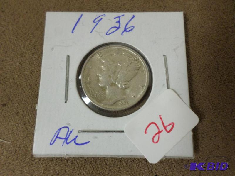 1936 Mercury Dime, AUMS...